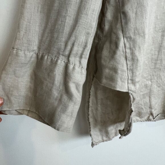 Zara Women's Small Beige Grey Linen Blend Long Sleeve Button Down Shirt Peasant - Picture 11 of 11